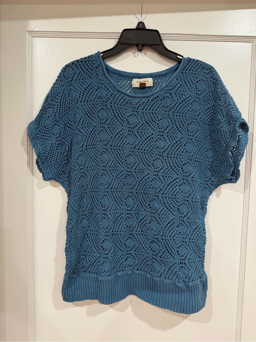 Sonoma Teal Crochet Knit Short Sleeve Top​